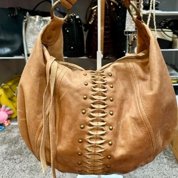Lucky Brand Distressed Soft Brown Leather Hobo Bag - Picture 1 of 5